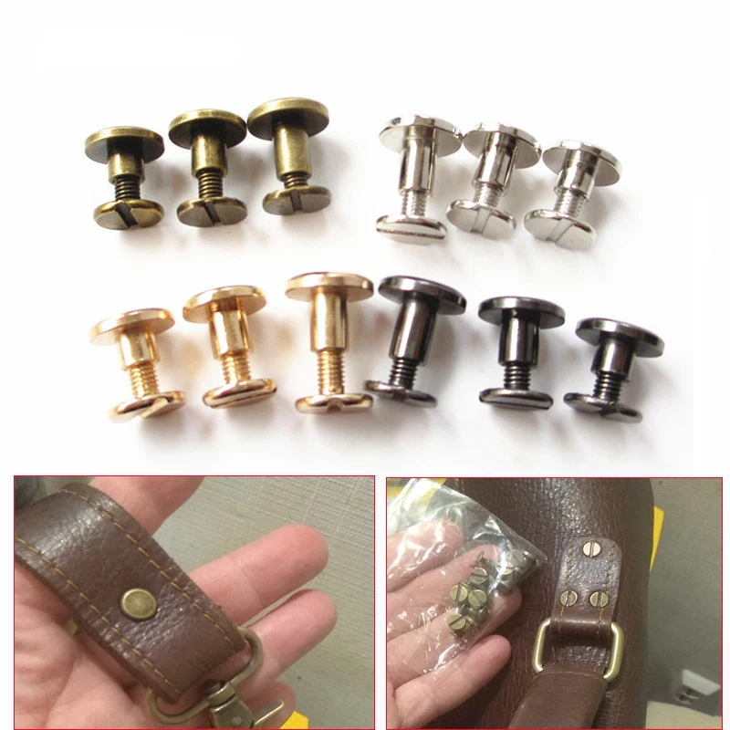 10sets 5mm/6.5mm/8mm Solid Screw Nail Rivet Double Flat Head Belt/strap Rivets Luggage Leather Metal DIY Craft Copper