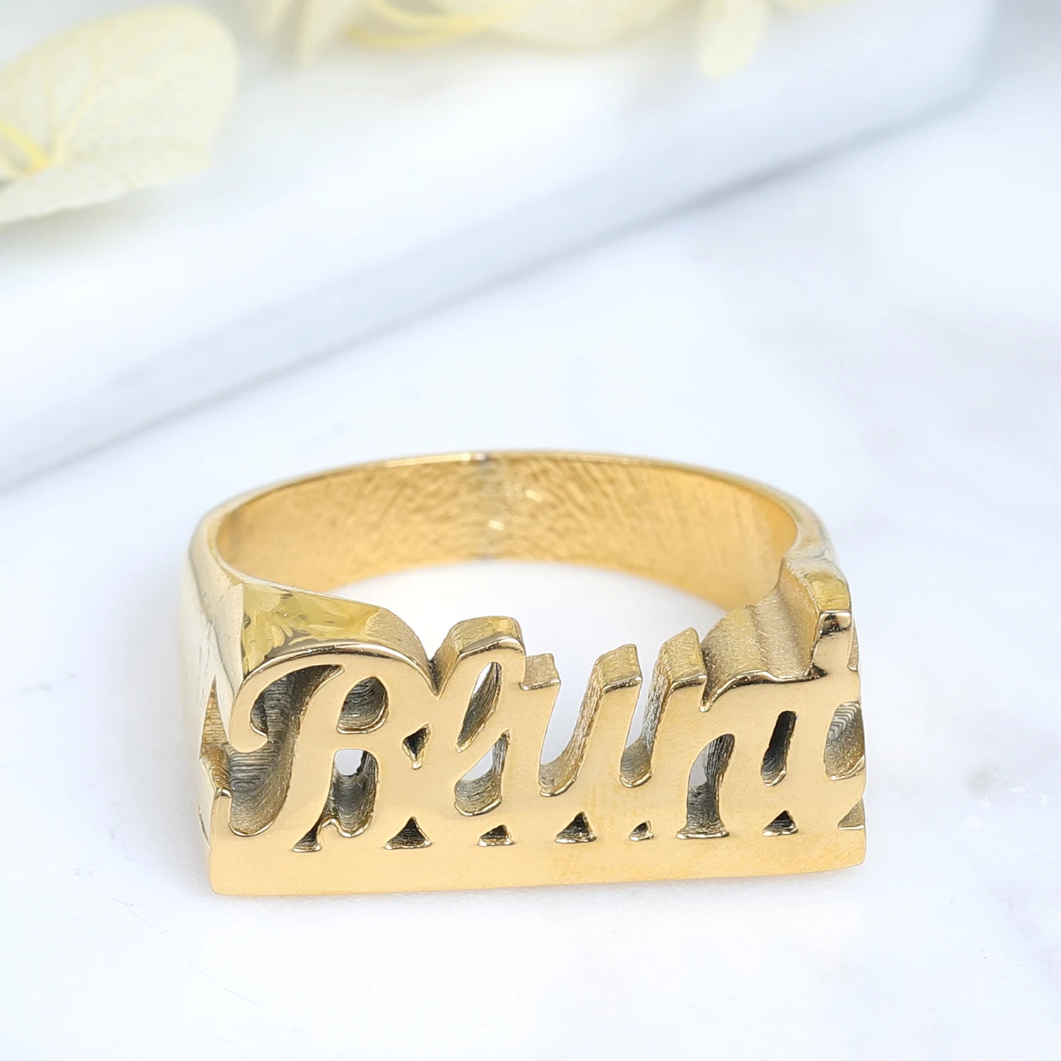 Personality Hip Hop 3D Ring For Women Custom Name Ring Fashion Initial Letter Ring Stainless Steel Gold Ring For Women Men Gifts