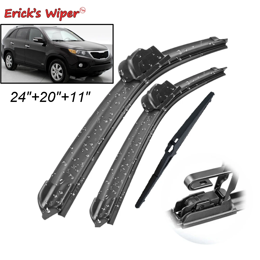 Erick\'s Wiper Front & Rear Wiper Blades Set Kit For Kia Sorento MK2 2010 - 2014 Windshield Windscreen Window Brushes 24\