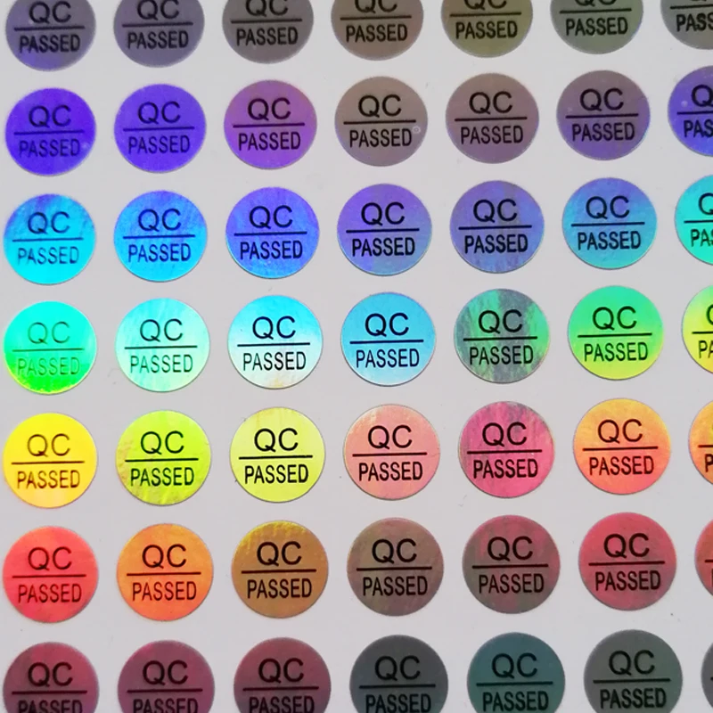 1000 stücke 10mm Durchmesser qc bestanden Aufkleber matt/Hologramm Silber kleber wasserdicht – Detail 3