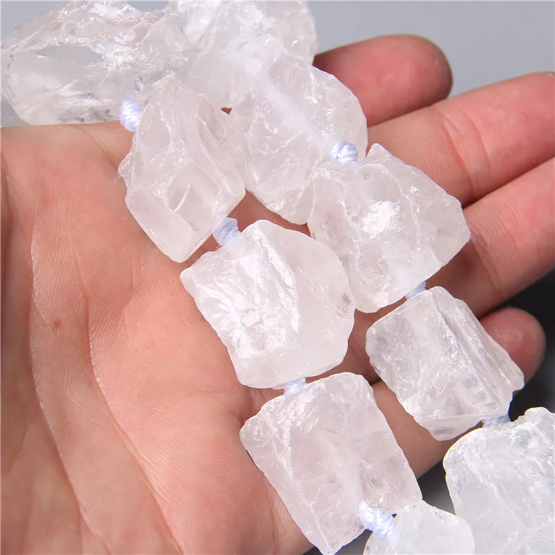 2-3cm Natural Clear White Quartz Beads Freeform Raw Minerals Crystal Nugget Stone Beads Gravel For Jewelry Making DIY 7-8Pcs