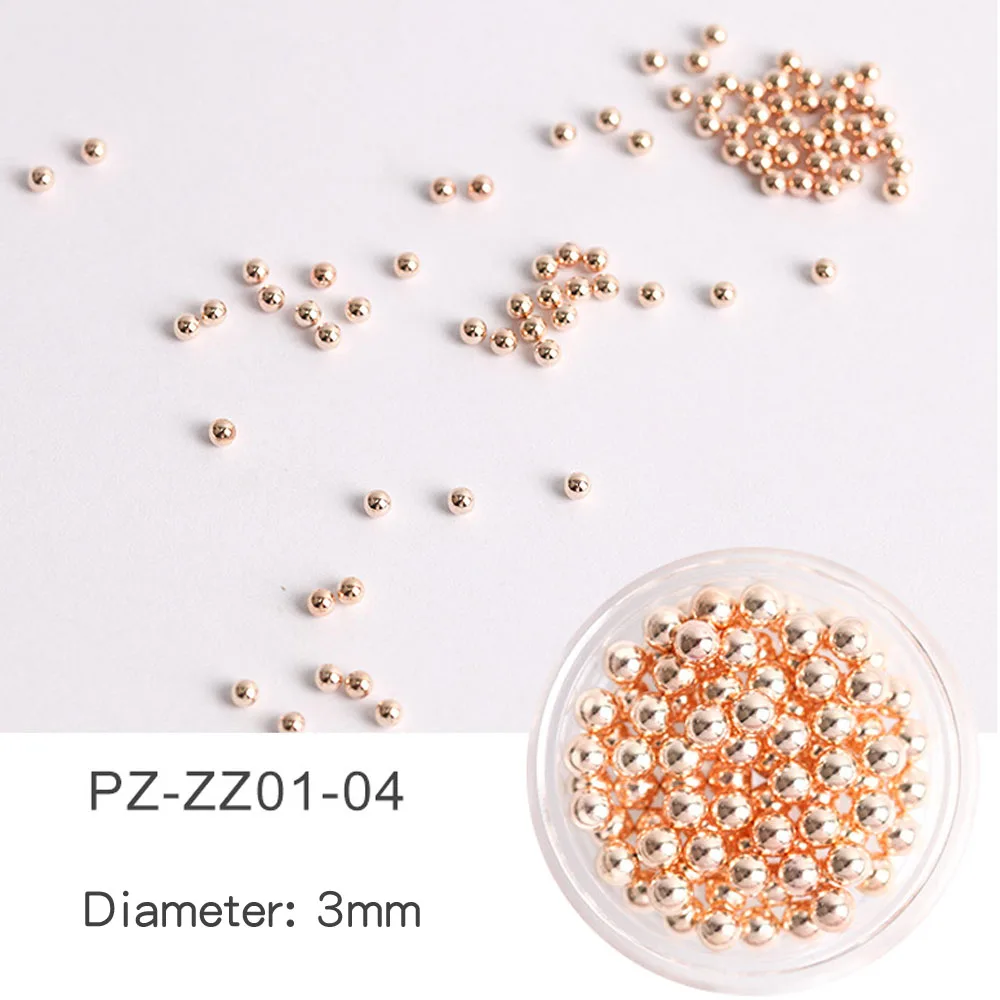 1 Jar 1/1.5/2/3mm Nail Art Metal Bead Rose Gold/Silver/Black/White Stainless Steel Ball Small Micro Caviar Decoration Nail Beads