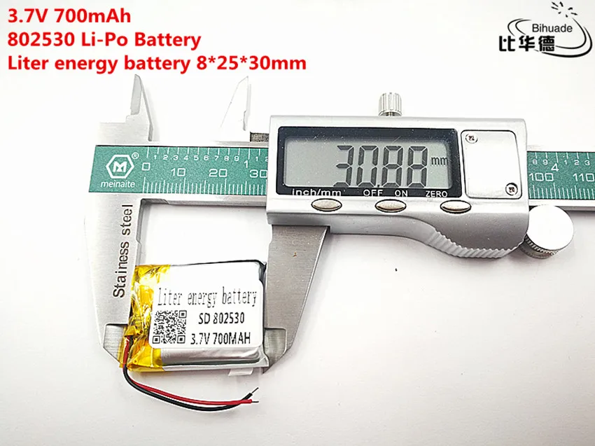 Litrowa bateria energetyczna dobra jakość 3.7V,700mAH,802530 polimerowy akumulator litowo-jonowy/litowo-jonowy do TOY,POWER BANK,GPS,mp3,mp4