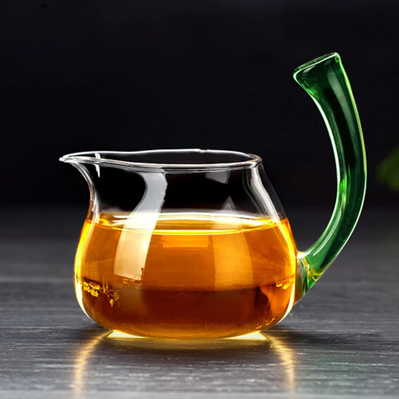 High temperature resistant glass tea cup Thickened cocked handle fair cup Exquisite Kung Fu Tea Set Tea Cup accessories AQ291