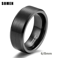 Somen Tungsten Men Women Rings 6mm 8mm Black Brushed Tungsten Carbide Ring Wedding Band Engagement Rings Jewelry Anel Anillos
