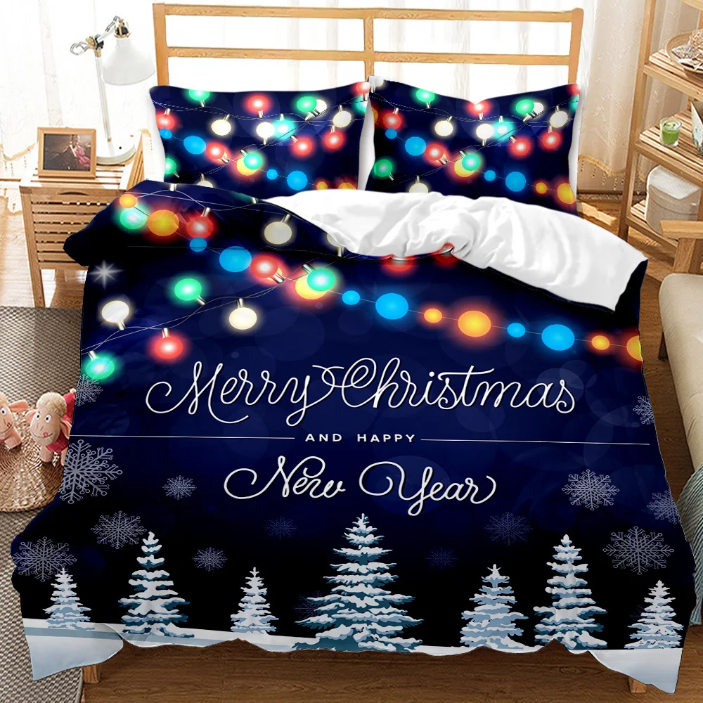 Yi Chu Xin 3D Christmas Bedding Set queen Size Kids Cartoon Duvet Cover with Pillowcase Set Children's Bed Comforter Set