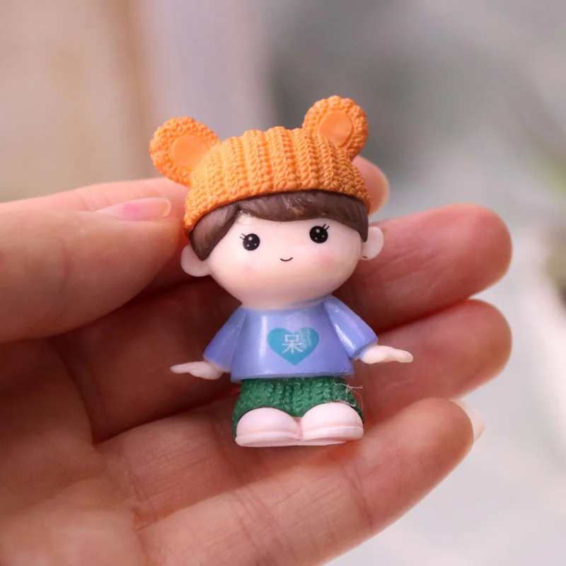4 Pcs Boy Girl Doll Figure Cute Cartoon Big Eyes Stay Cute Micro Landscape Plant Cake Ornament Decoracion Hogar
