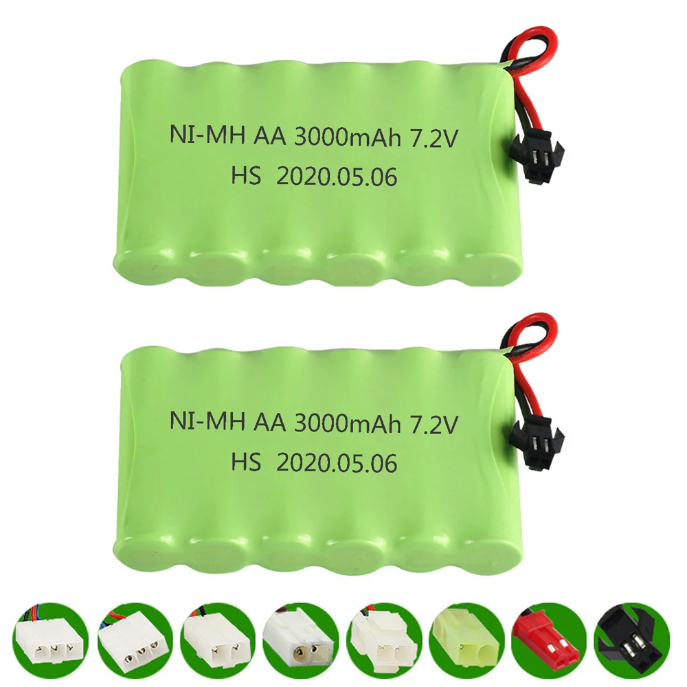 

3000mAh 7.2v Rechargeable Battery SM/JST/EL-2P Plug For Rc toy Car Boat Tank Train Robot Gun AA 7.2V Ni-MH Battery Pack 2PCS/lot