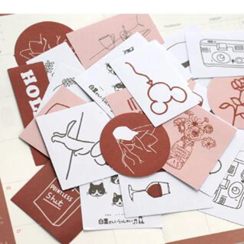 60PCS/bag Simple kawaii stickers Multi-Material Deco Diary Material Sticker Scrapbooking Planner Decorative School Statione