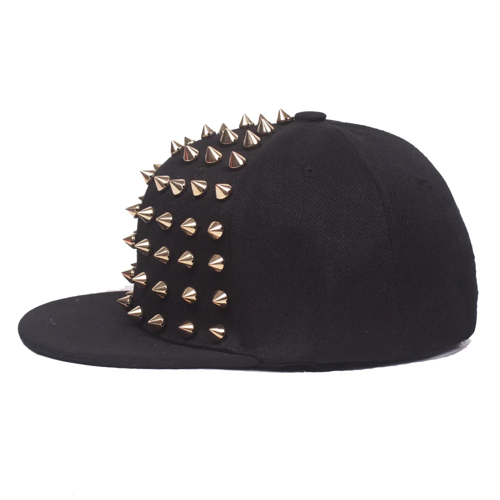 Idopy Men`s Studded Baseball Cap Cool Hip Hop Hedgehog Jazz Snapback Spike Street Style Punk Rivet Hat