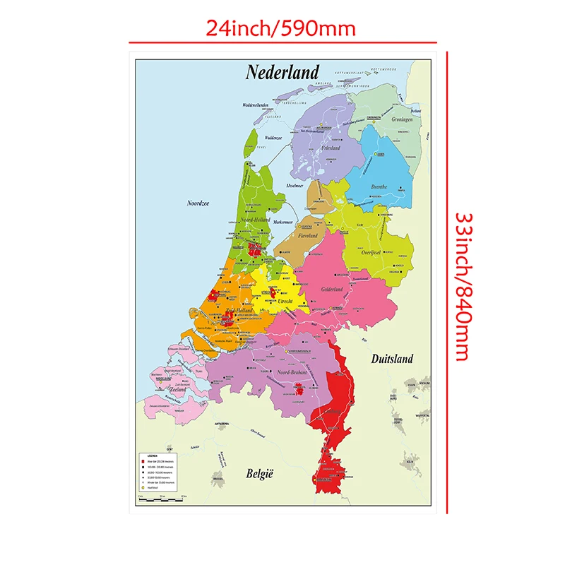 Netherlands Map in Dutch Geographical Poster Education Learning 59*84cm for School Supplies Office Wall Decoration