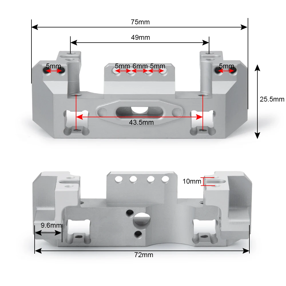 YEAHRUN Metal Front Bumper Servo Mount for TRX4 1/10 RC Crawler Car Upgrade Parts