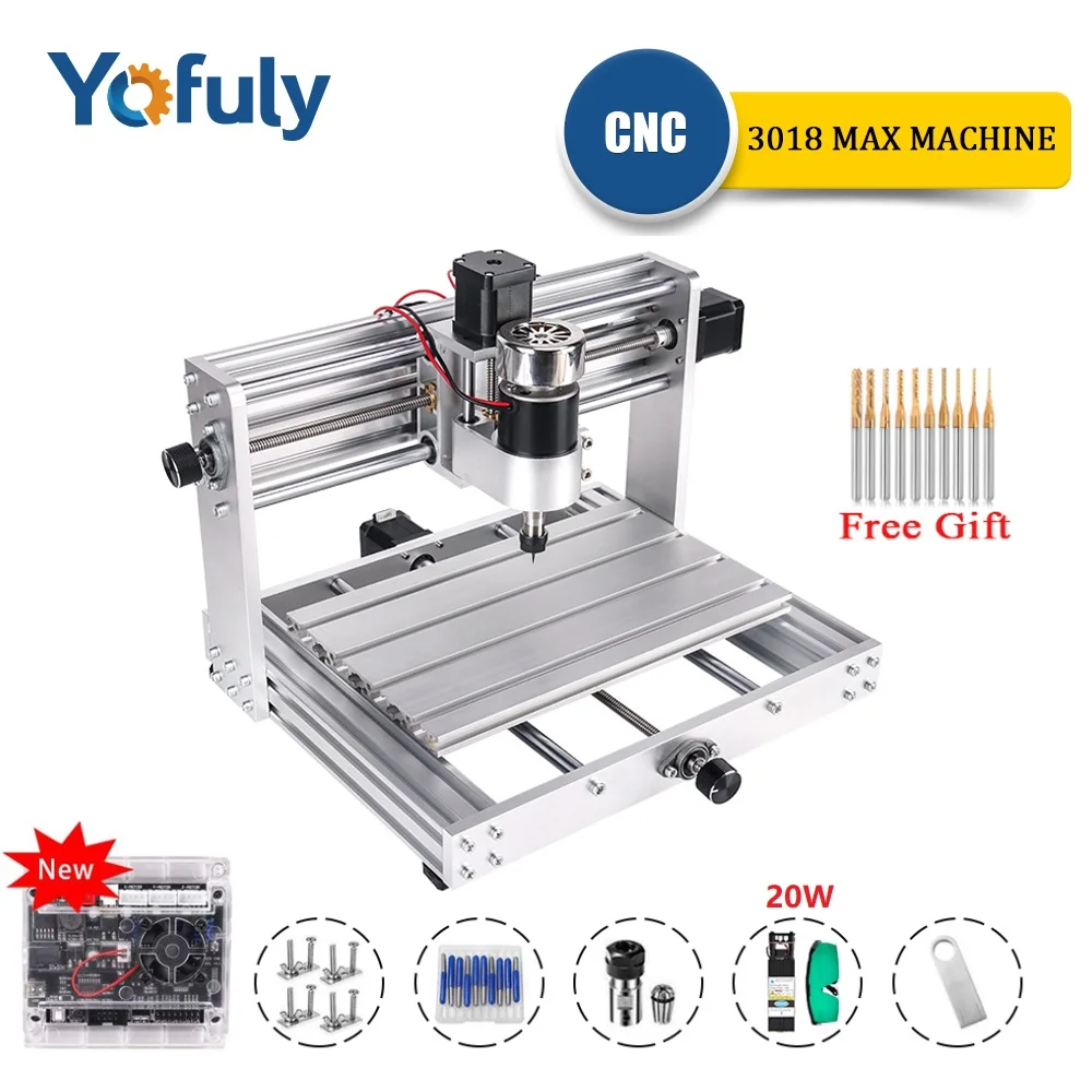 

CNC 3018 Pro Max Metal Engraving Machine With 200w Spindle 20W Laser Engraver DIY Crave Stainless Steel CNC Wood Router Cut MDF