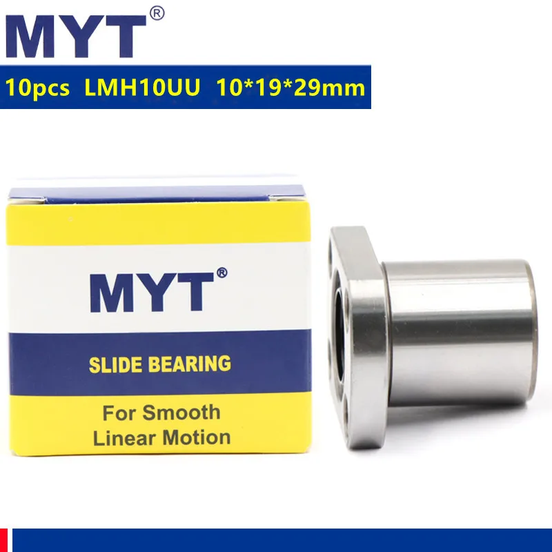 10pcs MYT high precision LMH10UU oval Flange Linear Bearing LMH10 Bushing for CNC Router 3d Printer 10mm rod 10*19*29 mm