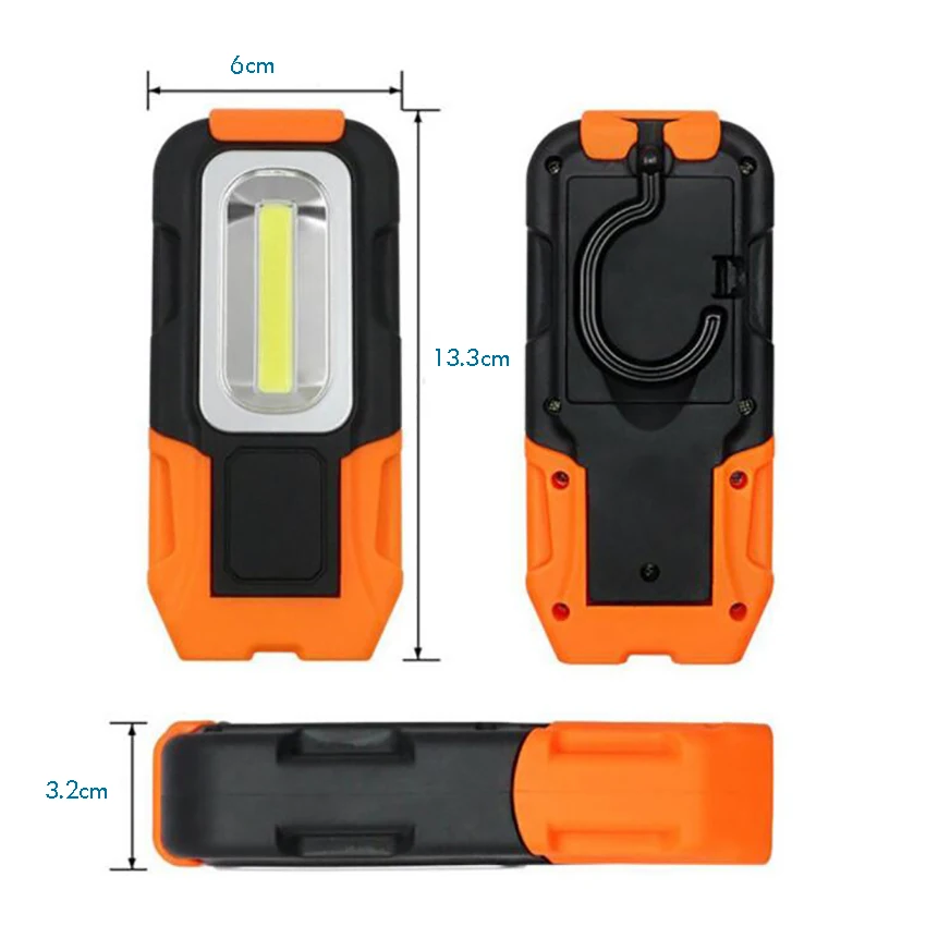 Draagbare Led Verlichting, Multi-Gebruik Cob Zaklamp, Magnetische Base & Opknoping Haak, batterij-aangedreven, Voor Auto Repareren Emergency