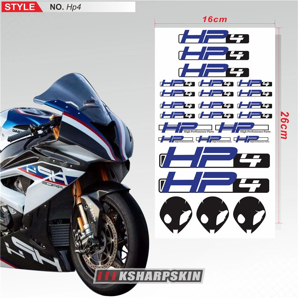 

New Motorcycle Stickers Body Reflective Waterproof Body fuel tank logo sticker Kit set For BMW HP4 hp 4 sign decal