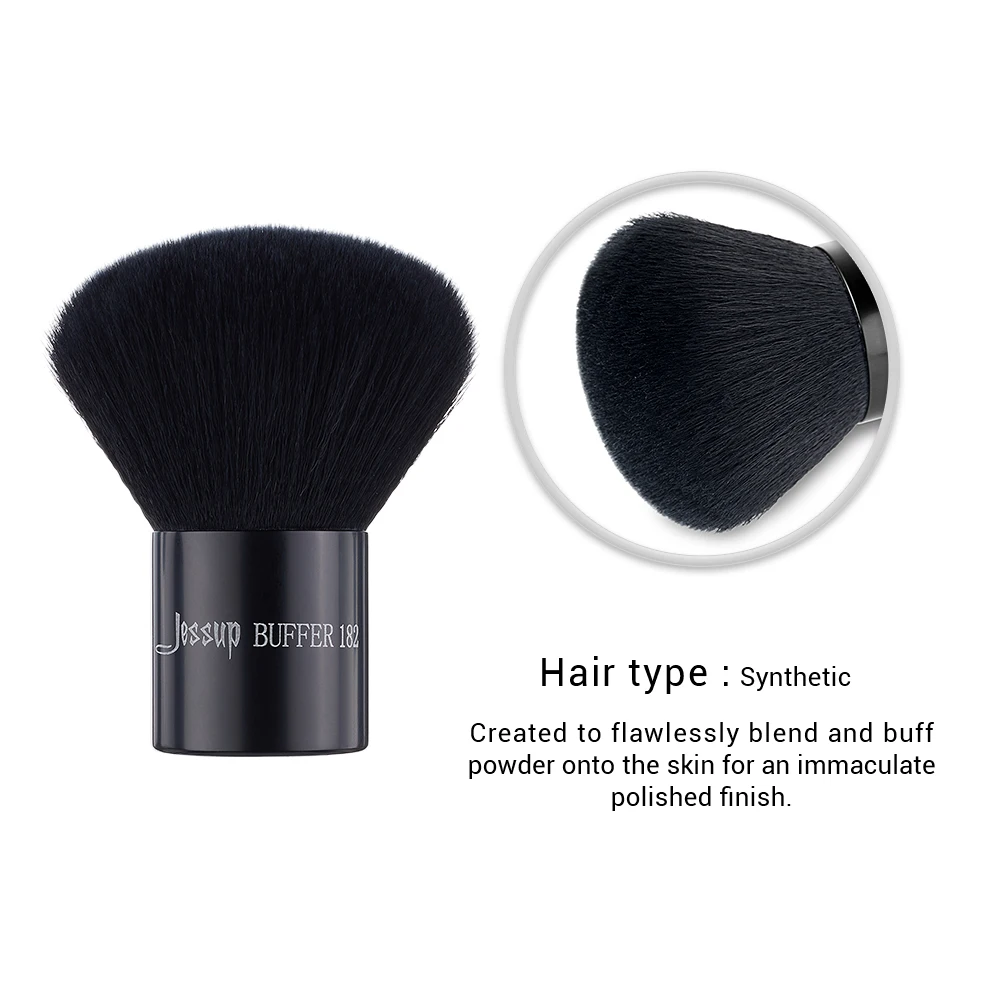 Jessup Single Makeup Brush BUFFER spazzola professionale per capelli in polvere di alta qualità in fibra nero-argento all'ingrosso 1pcs-182