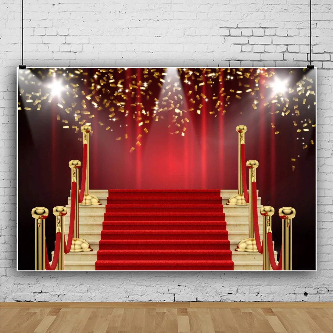 Laeacco Red Carpet Stage Bithday Photography Backdrop Baby Children Portrait Personalized Poster Photo Background Photostudio