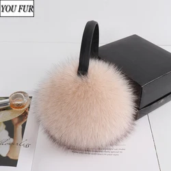 New Women Winter Warm Fluffy Natural Real Fox Fur Earmuffs Genuine Fox Fur EarMuff Girls Outdoor Windproof Real Fox Fur Ear-cap