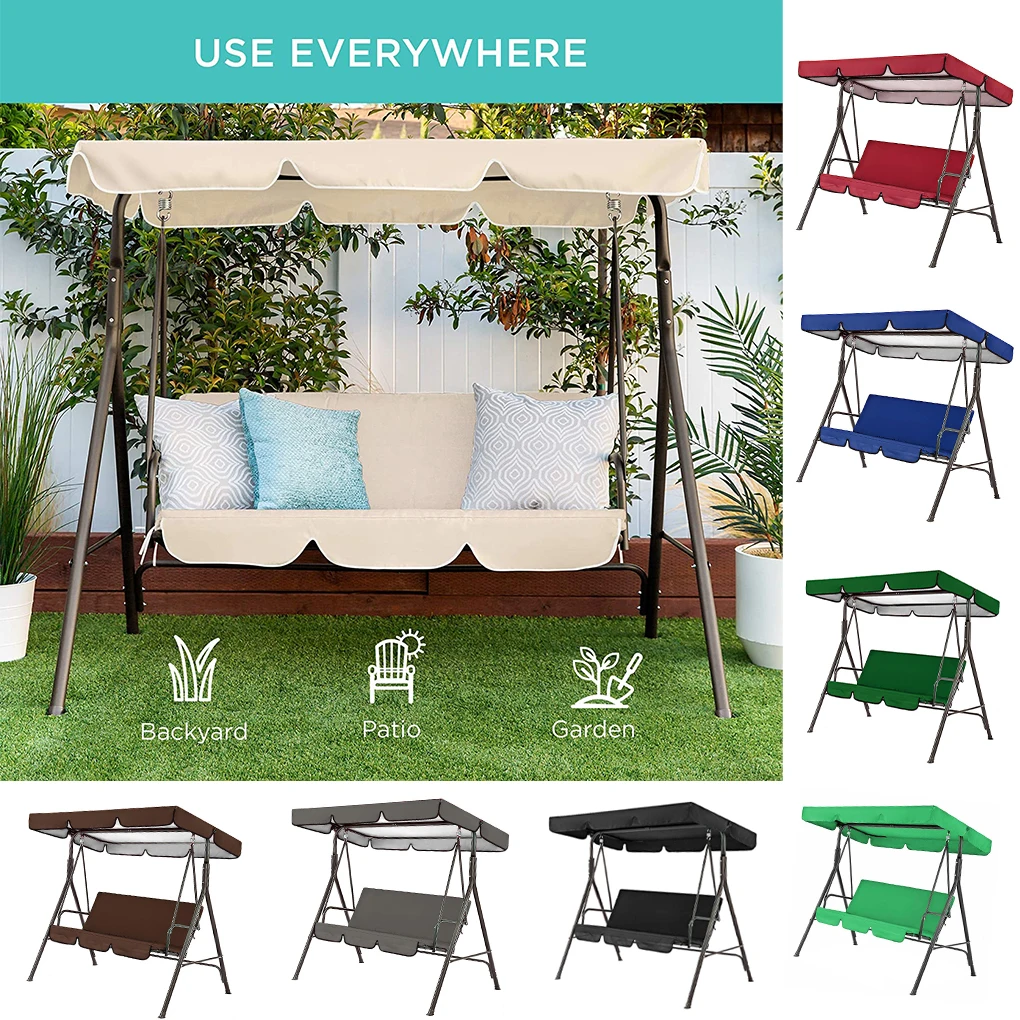 2PCS Swing Chair Top Seat Cover Waterproof Sun Shadow Hammock Dust Proof Awning Guard Outdoor Garden Patio Porch 190*132*15cm