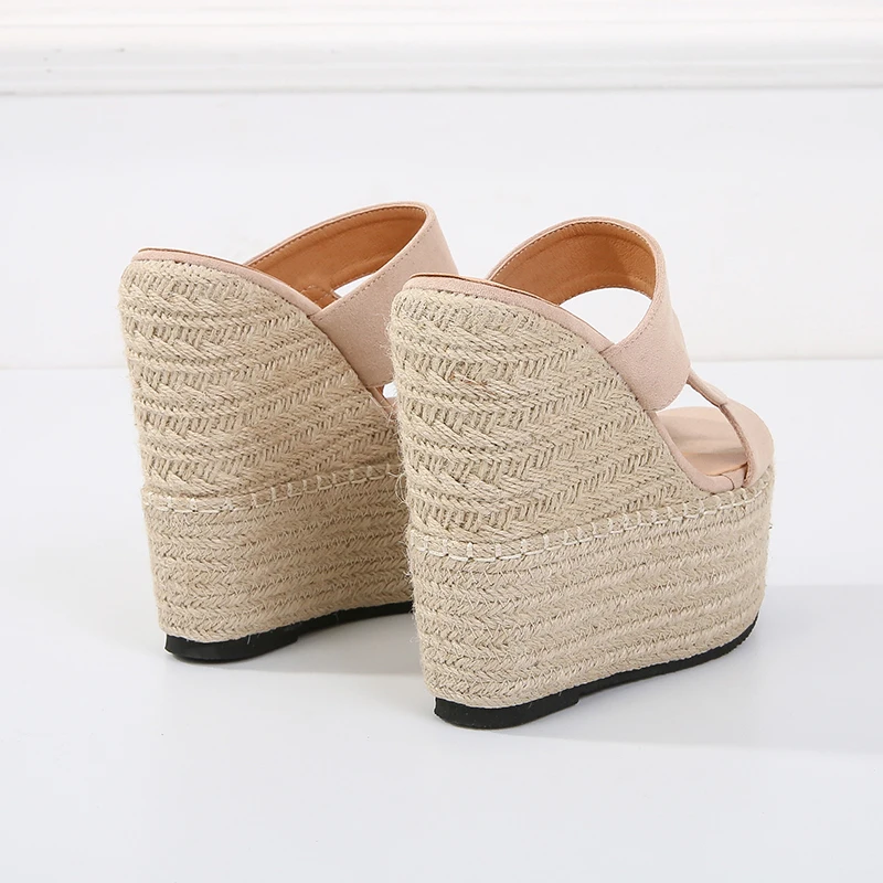 Slippers women summer Outside Wearing 15cm Super High-heeled Beach Holiday platform shoes Wedges Womens Sandals