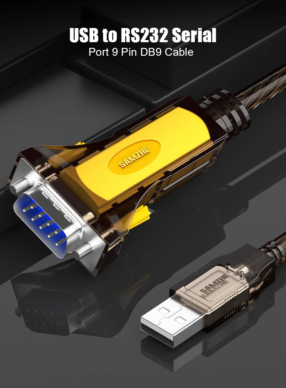 SAMZHE USB 2,0 zu Seriell RS-232 DB9 9Pin Adapter Konverter Kabel FTDI Chipsatz Länge 1,5 M USB ZU RS232 UNTERSTÜTZUNG WIN10 – Detail 1