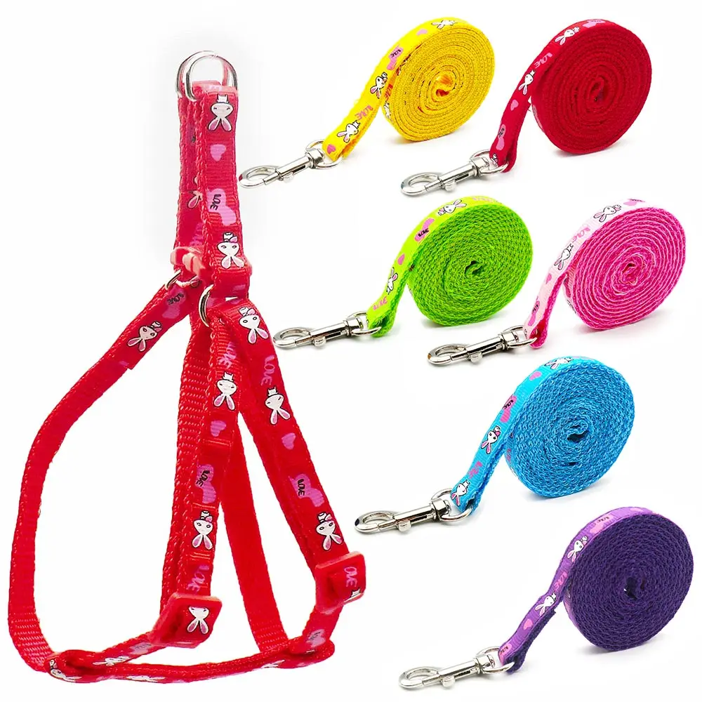 24pcs Adjustable Rabbit Pet Cat Puppy Dogs Leash Harness Colorful Puppy Lead Leashes For Small And Large Dogs Walk Dog Leash