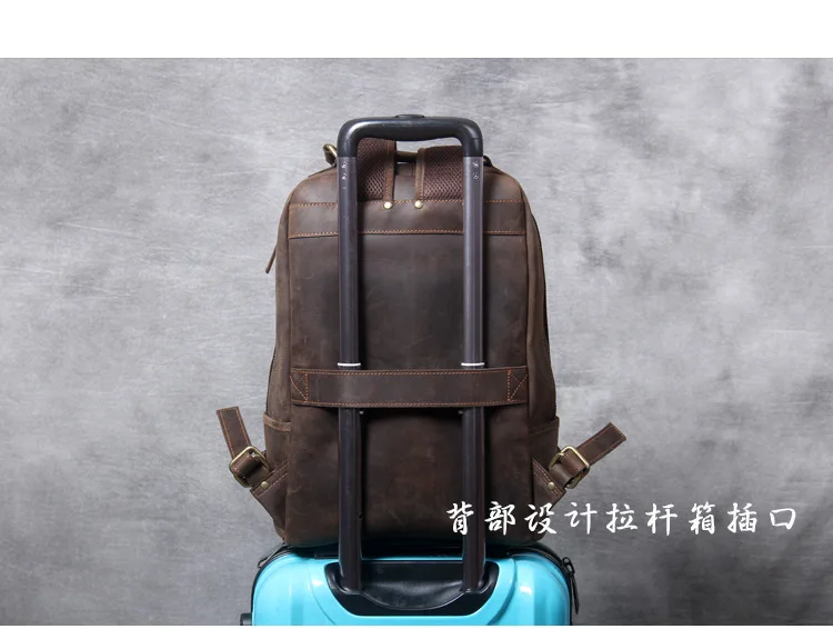 New leather men\'s shoulder bag, head-layer cowhide travel backpack, retro mad horse bag, computer bag