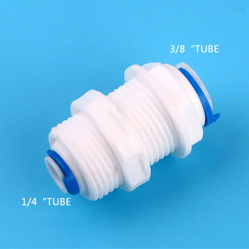 3/8 "(9.5มม.) หลอด-1/4" ODท่อPEท่อตรงBulkhead Fittings Quick Connector Divisionแผ่นROน้ำเส้นผ่านศูนย์กลางเปลี่ยน