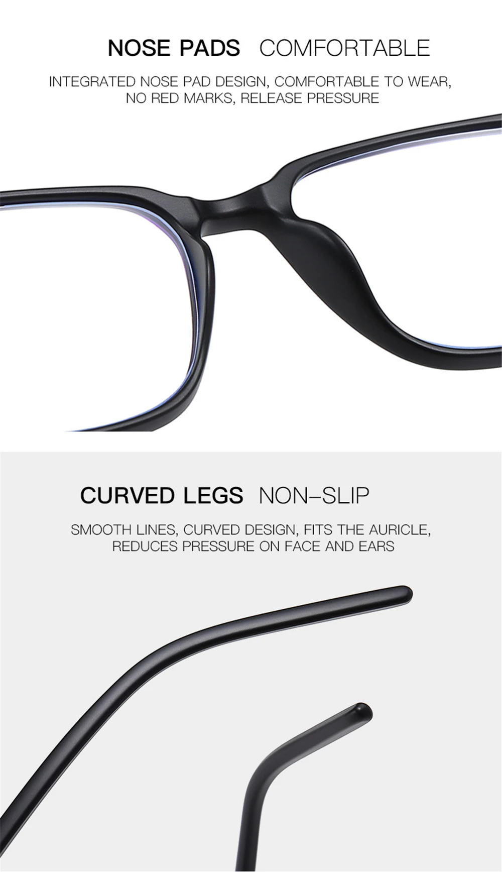 VIVIBEE Klassische quadratische Blaulicht-blockierende Herrenbrille, Computer-Gaming-Brille, TR90, schwarz, Anti-Ray-Brille, besserer Schlaf, klare Brille – Detail 23