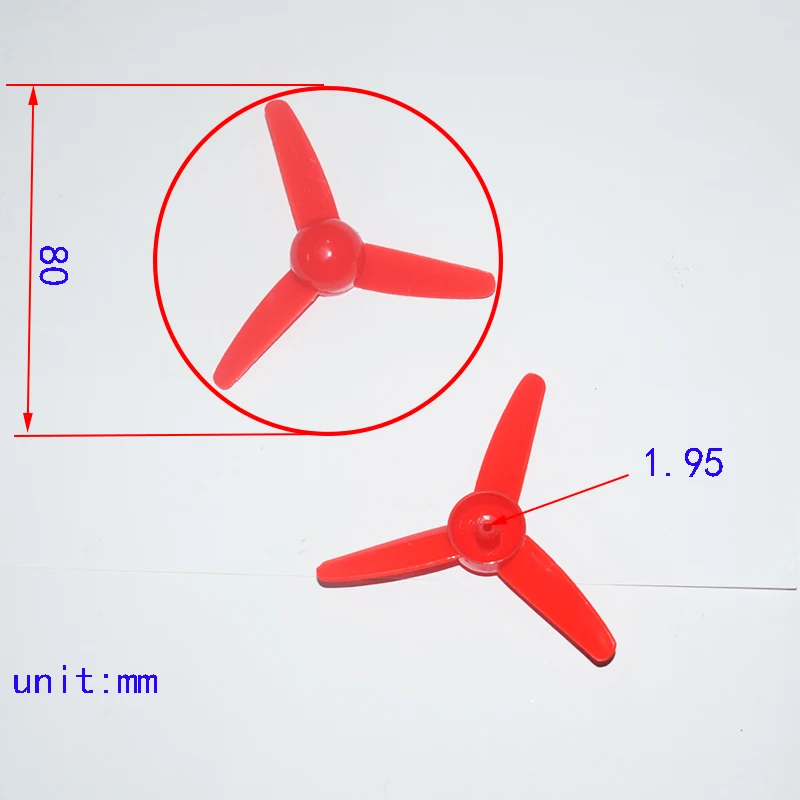 10pcs red 80mm propeller fan leaf plastic rc car robot ship four six axis aircraft diy toys parts model accessories baby toy for