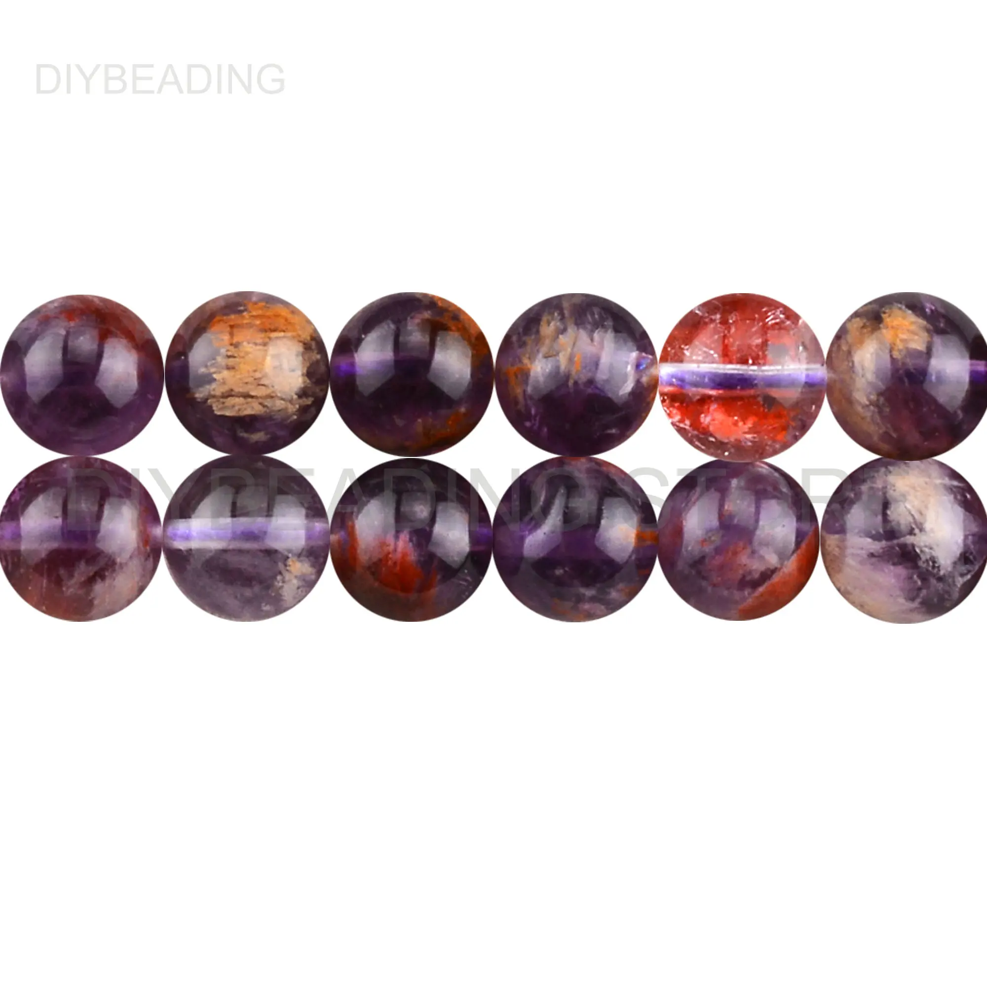 Natural Purple Phantom Crystal Healing Stone Beads for Making Jewelry Undyed Genuine Ghost Crystals Precious Spacer Beads Supply