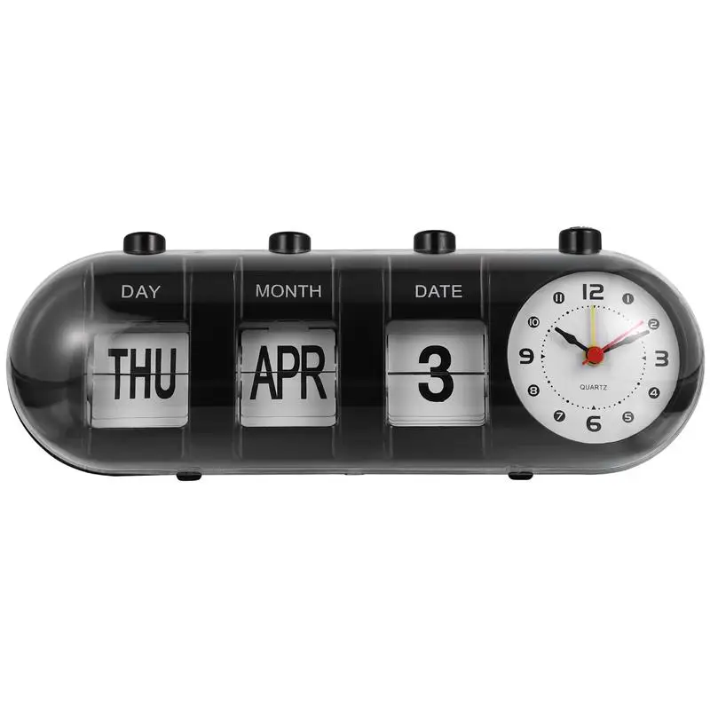 Calendar Clock Perpetual Desk Manual Date Display With Digitaltable Day Vintage Month Alarm Page Abs Ticking Non Small