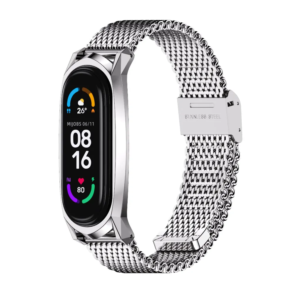 Mi Band 5 용 Mi Band 6 용 팔찌 금속 팔찌 Xiao mi Mi band 용 4 3 Pulseira Correa Strap For Mi Bend 4 손목 벨트