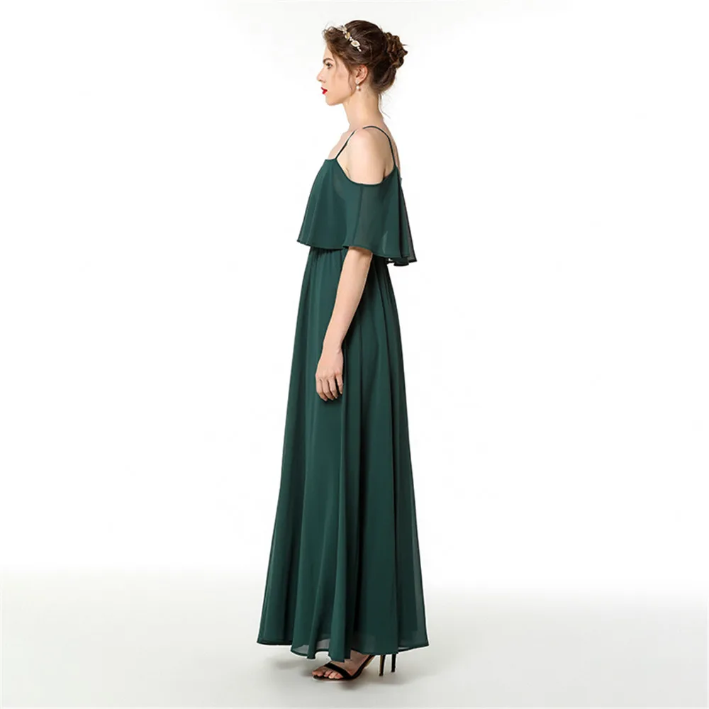 Vestidos A-line Chiffon Long Evening Dress 2020 New Spaghetti Vintage Evening Gown Abendkleider Robe De Soiree Longo