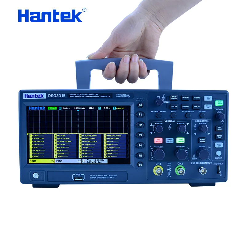 Цифровой USB-осциллограф Hantek, 2-канальный, 100 МГц/150 МГц, частота дискретизации 1 Гвыб/с, DSO2C10 2C15 2D10 2D15