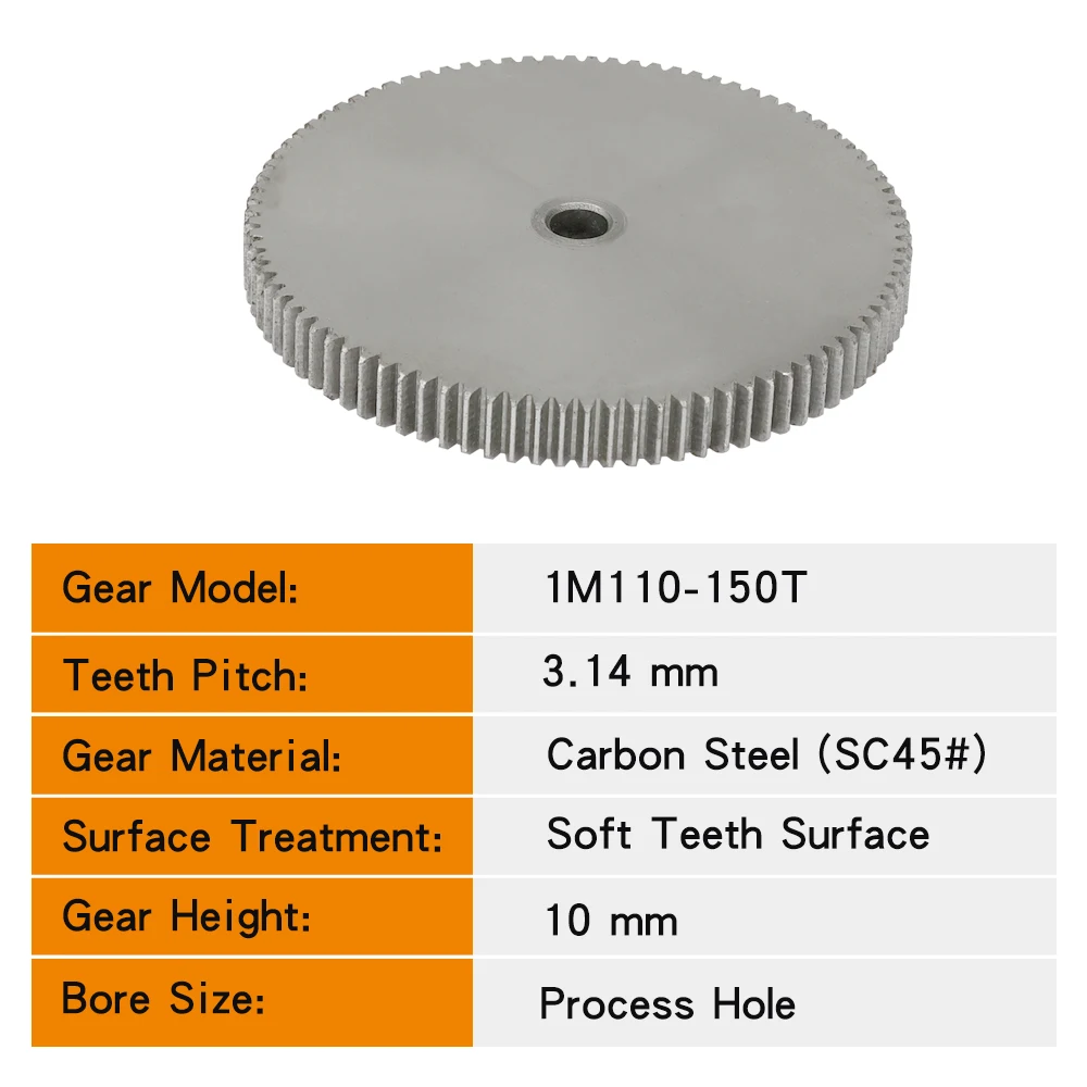 Cylindrical Gear 1M-110/115/116/120/125/130/140/150T SC45# Carbon Steel Soft Teeth Surface Gear Wheel For Transmission Parts