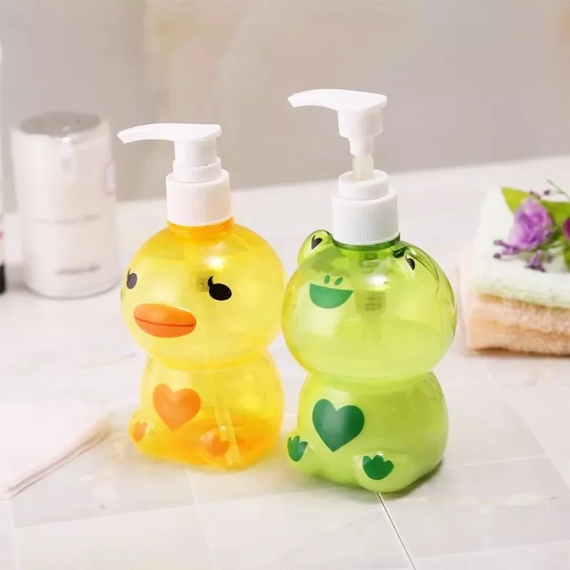 250ml Empty Pump Bottle Portable Soap Dispenser Child Cute Animal Frog/Duck Shape Press Type Split Shampoo Shower Container