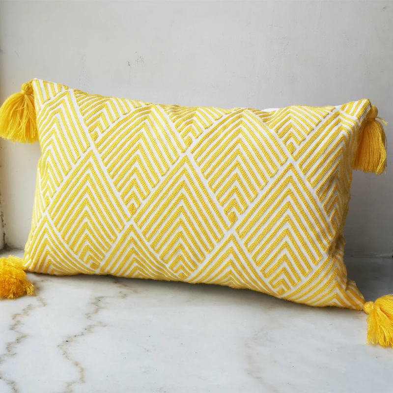 30x50cm Cushion Cover Yellow Arrow Geometric Embroidery Pillow Case with For Sofa Bed Simple Home Decorative Hassles Sofa Bed