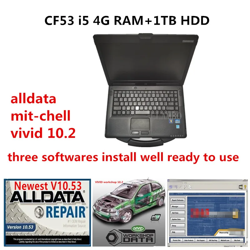 

2021 Hot Selling For Panasonic CF-53 CF 53 laptop I5 CPU 4GB RAM with 1TB HDD alldata software mit...ell vivid install well