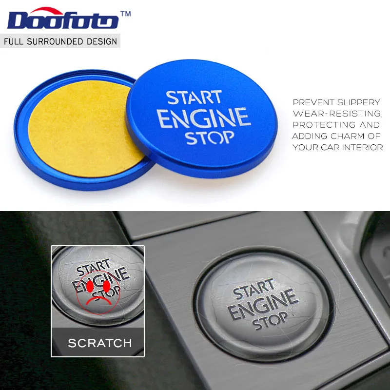 Doofoto Adesivo Auto Start Stop Pulsante Motore Anello di Copertura Accessori Per Volkswagen Polo Passat B8 B5 B6 Golf 4 6 7 Caddy Tiguan