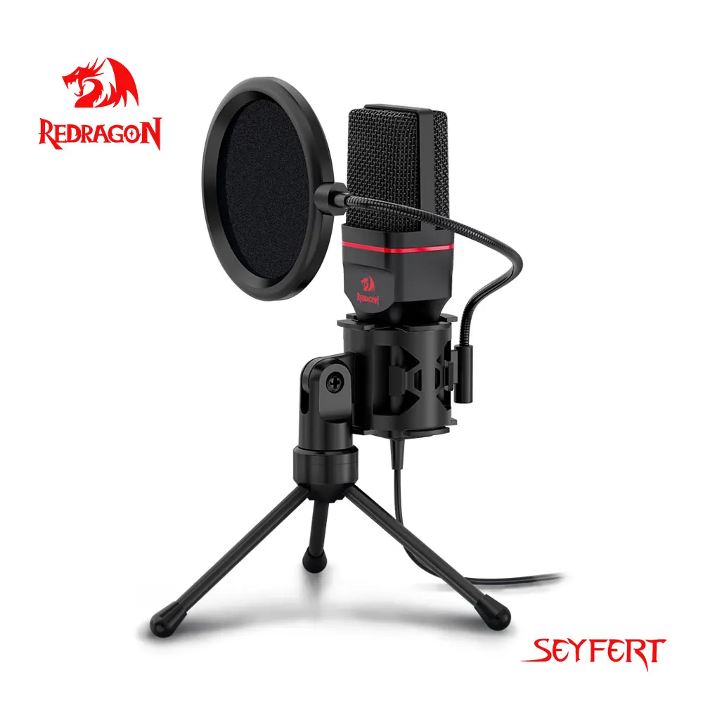 REDRAGON GM100 Seyfert Omni Condenser Microphone With Tripod Audio 3.5mm Computer Studio For PC Phone Karaoke Recording phone