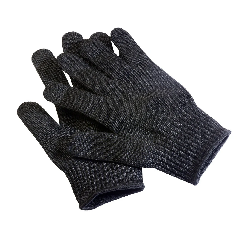 Guantes de malla de Metal de alambre de acero negro, seguridad, anticorte, resistentes al desgaste, guantes de trabajo de carnicero de cocina,