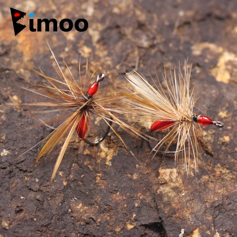 Bimoo 6pcs #12 Blood Ant Fly Black Hackle Ant Dry Fly Barbless Hook Artificial Lure Bait for Trout Panfish Fishing