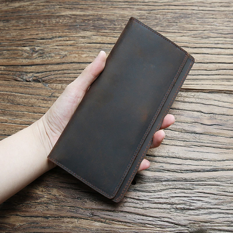 Pince à billets Vintage en cuir véritable pour homme, porte-monnaie fin et Simple, Crazy Horse