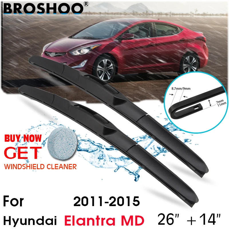 

Car Wiper Blade Front Window Windscreen Windshield Wiper Blades J hook Auto Accessories For Hyundai Elantra MD 26"+14" 2011-2015