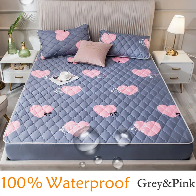 Waterproof Quilted Mattress Cover Air-Permeable Bed Protector Pad Cover Queen Bed Bug Mattress Topper Cover Bed Sheets Pad