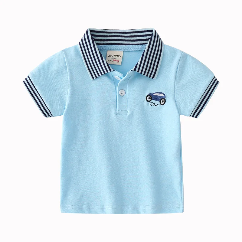 Fashion Boys Polo Tshirt Cute Car Pattern Toddler Tops Tees Children Summer Cotton Quality Shirt Kids Clothes