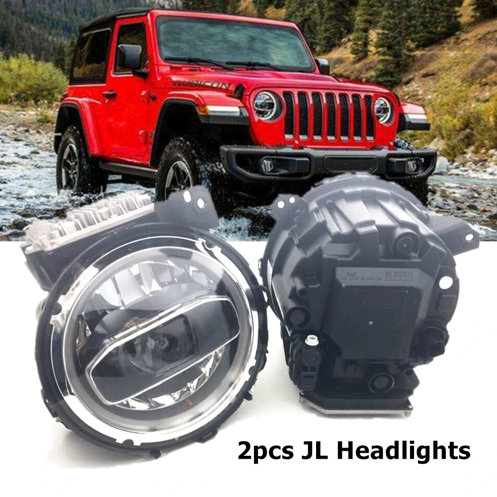 

2 шт. для Jeep JL 9-дюймовая светодиодная фара дальнего ближнего света, белое янтарное кольцо Halo, передний бампер, фара 90 Вт для Jeep Wrangler JL 2018 2019+