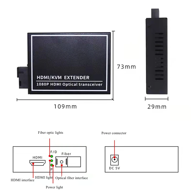 HTOC HDMI Faser Konverter 1080P HDMI Audio Und Video Extender HDMI Video Fiber Optic Transceiver SC Interface EIN Paar (20km)